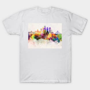 Dallas skyline in watercolor background T-Shirt